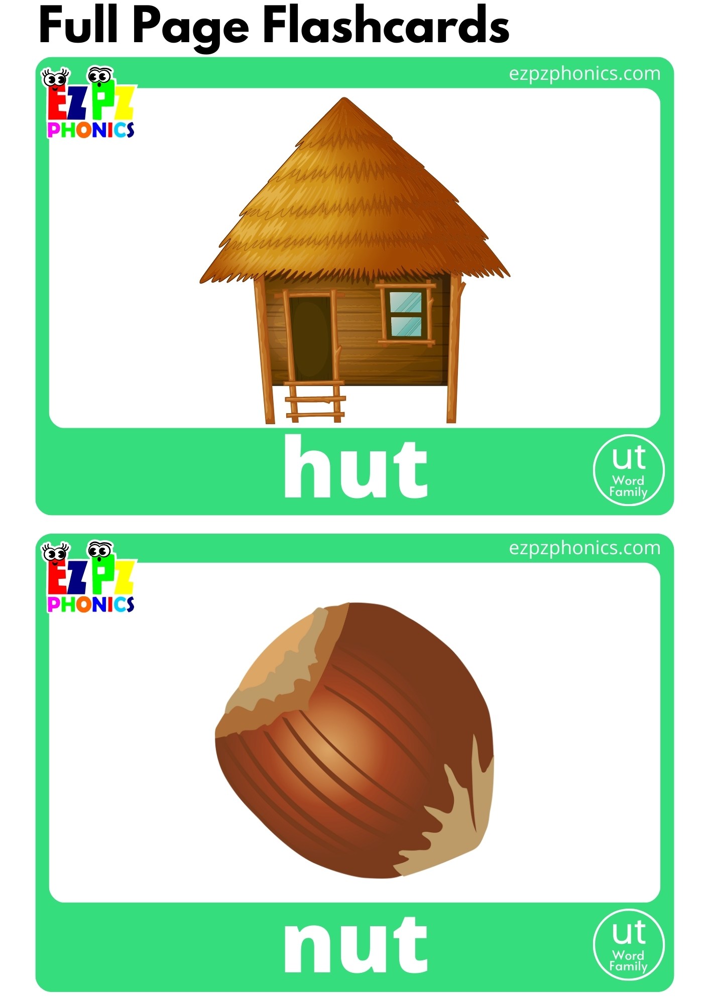UT Word Family Flashcards With Words Phonics Letter Sounds Flashcards Free PDF Download or View Online for Kindergarten and ESL Students